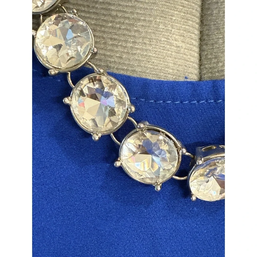 Silver  Tone Crystal  Gloss Clear Jeweled Chocker‎ Chunky Estate Necklace